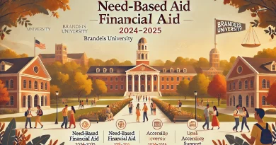 Brandeis University's Need-Based Financial Aid blog post. The image should feature a scenic view of Brandeis University