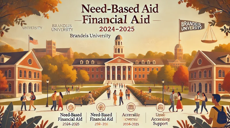 Brandeis University's Need-Based Financial Aid blog post. The image should feature a scenic view of Brandeis University