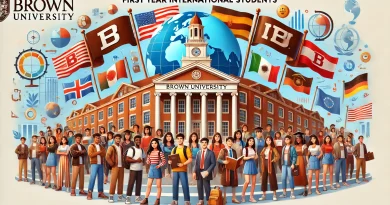 Brown University's First Year International Students Financial Aid program. Display a diverse group of int copy